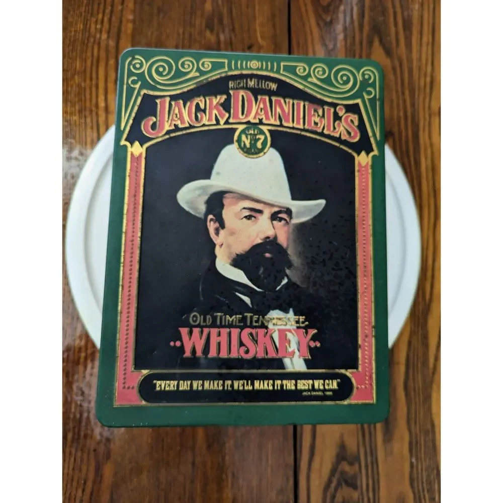 Vtg Jack Daniel's Old Time - Hand Made Tennessee Whiskey Tin Container